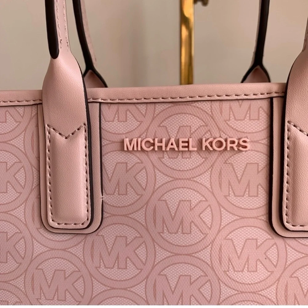 Michael Kors Jodie Small Logo Jacquard Powder Blush Signature Tote Bag​